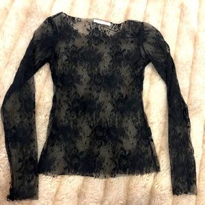 Charlotte Russe Sheer Floral Long Sleeve Shirt